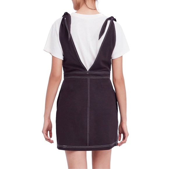 Free People London Town Overall Romper Black sz 8 - Picture 14 of 16